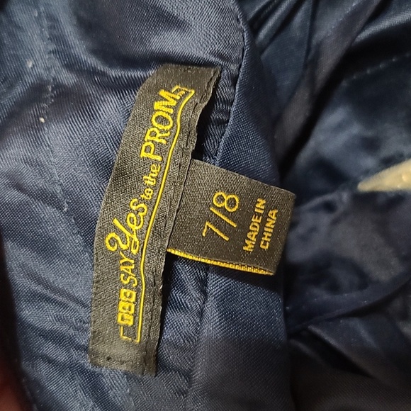 TLC Say Yes To The Prom Dress Navy Beaded Layered Tulle Lined Sz 7/8 GUC *READ* - Picture 10 of 14